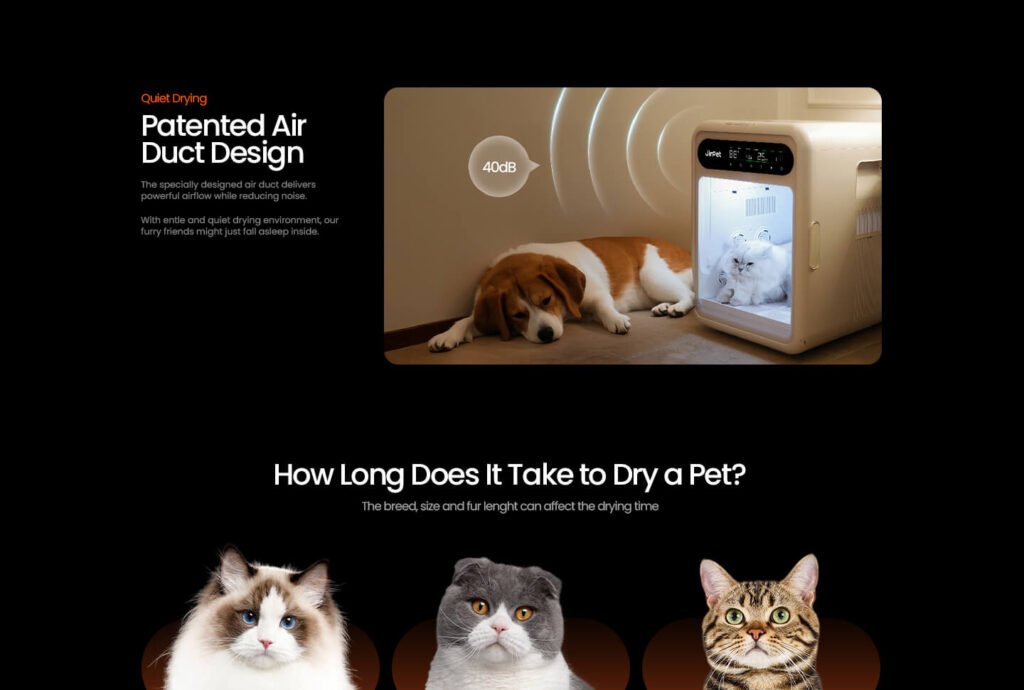 cabaña secadora de pelo para mascotas f1